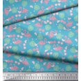 thumbnail image 3 of Soimoi Blue Cotton Jersey Fabric Monstera Leaves & Flamingo Bird Print Fabric by Yard 58 Inch Wide, 3 of 3