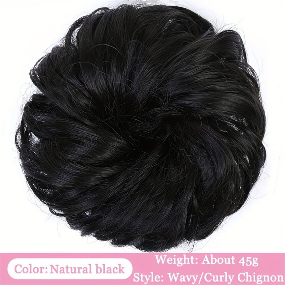 Messy Bun Hair Piece Wavy Curly Scrunchies with Elastic Band Fluffy Chignon Ponytail Hairpieces