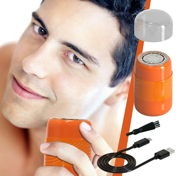 Maquinillas de afeitar para hombre, afeitadora de cuchilla flotante naranja, mini afeitadora de viaje para hombre, afeitadora portátil de carga rápida, afeitadora con carga USB