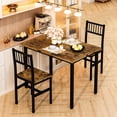 thumbnail image 4 of Baxluxe Dining Table Set, Rustic Kitchen Table and 2 Chairs with Metal Frame, Dining Room Dining Table Set, Small Space Breakfast Dining Table Set, Dining Room, Kitchen, Rustic Brown, 4 of 12