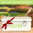 thumbnail image 5 of Seed Storage Organizer, Metal Seed Saving Box with Lid, Seed Bin with 30 Plant Labels 30 Seed Envelopes 1 Marker Pens, 4 Compartments Box with Safety Locks, Blackish Green, 5 of 7
