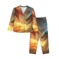 thumbnail image 1 of Wukai Ensemble de Pyjama pour Femmes Imprimé Dragon de Feu Rouge et Bleu, Ensemble de Pyjama, Ensembles de Détente pour Femmes Doux à Manches Longues Confort et Style-Petit, 1 of 7