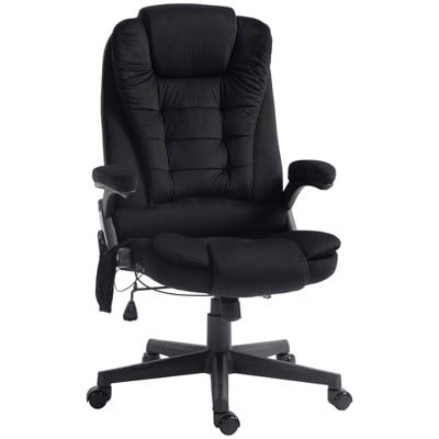 6 Point Vibrating Massage Office Chair with Heat, Linen High Back Executive Office Chair with Reclining Backrest, Armrests, Gray