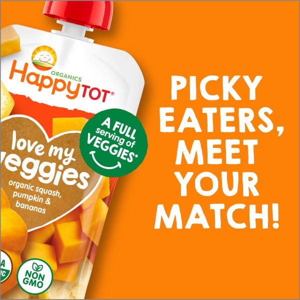 Happy Tot Organics Love My Veggies Stage 4 Organic Squash, Pumpkin & Bananas 4.22 oz Pouch