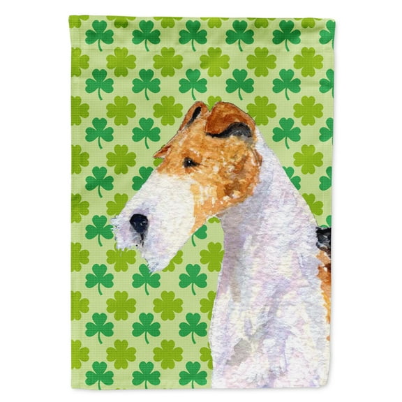 Carolines Treasures SS4409-FLAG-PARENT Fox Terrier St. Patricks Day Shamrock Portrait Flag  multicolor