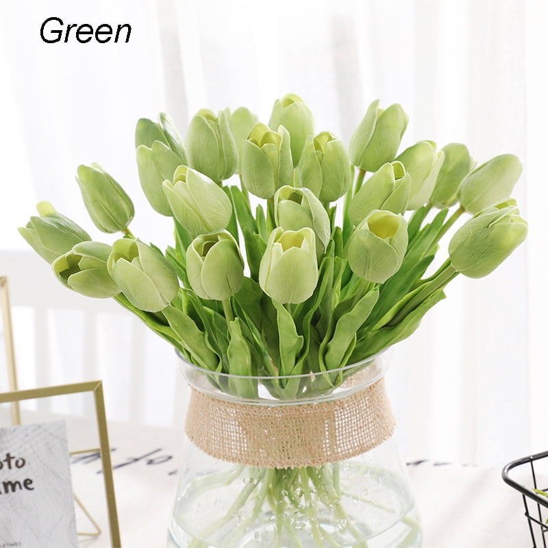 10Pcs Tulip Artificial Flower Silk Real Touch Wedding Party Bouquet Home Decor 