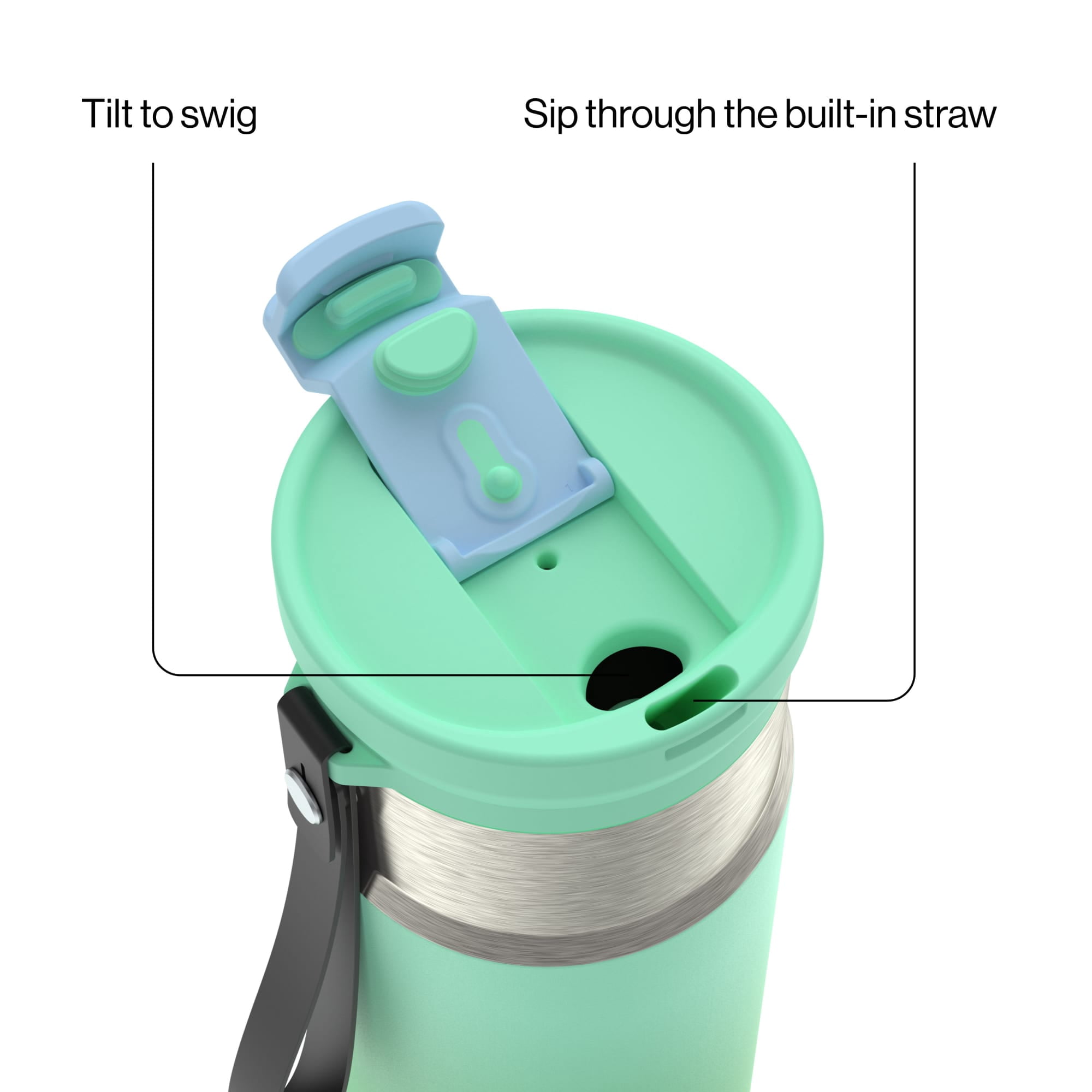 Contigo DualSip 16 oz Compact Leakproof Insulated Water Bottle with 2-Way Lid