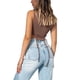 thumbnail image 4 of VISgogo - Camisetas sin mangas para mujer, decoración de cuerda de color sólido, cuello redondo, dobladillo irregular, camisetas cortas, chaleco simple informal VISgogo  moda, 4 of 5