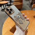 thumbnail image 2 of Compatible with iPhone 14 Pro Max Glitter Case,Luxury Cute Bowknot Sparkle Shine Diamond Design with Bling Plating Logo View,Aesthetic Shockproof Bumper Cover for Women Girls-Gold, 2 of 6