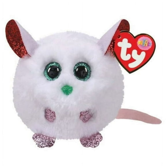 TY Puffies - BRIE the Christmas Mouse (4" Plush)( BONUS ONE 1 FUN CHOPS & 1 ZIPPER BRACELET)