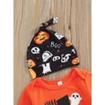 thumbnail image 5 of Bagilaanoe My 1st Halloween Letter Print Outfits for Newborn Baby Girl  Long Sleeve Romper Tops Pumpkin Ghost Printed Trousers Hat 6M 12M 18M 24M Infant 3Pcs Fall Long Pants Set, 5 of 9
