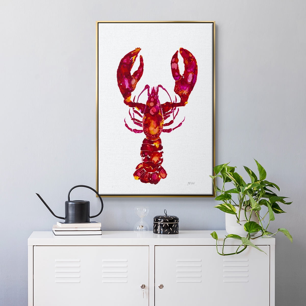 Lobster Framed Premium Gallery Wrapped Canvas - Ready to Hang - 17 x 25 - Gold Floating Frame