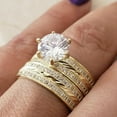 thumbnail image 3 of Bluebell Jewels 2.50 CTW Round Cut CZ Wedding Trio Ring Set 14k Yellow Gold Plated, 3 of 7