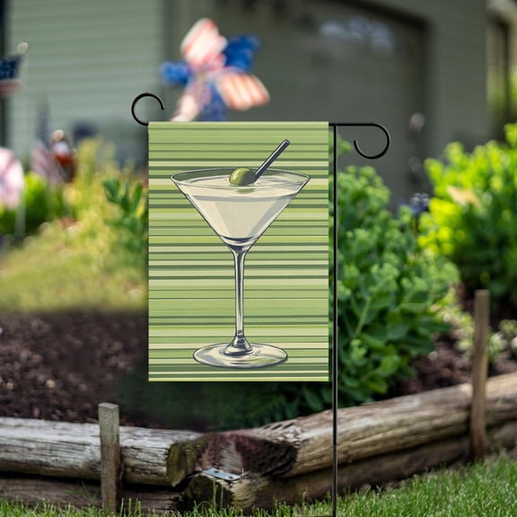 Yayeee Garden Flag 12" x 18" Double Sided Outdoor Yard Lawn Holiday Decorations, Green Martini Glass