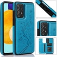 thumbnail image 2 of Phone Case for Samsung Galaxy A53 5G 2022 with Tempered Glass Screen Protector Card Holder Wallet Cover Stand Flip Leather Cell Accessories Gaxaly A53 G5 Galaxies 53A SM A536U Cases Women Men Blue, 2 of 14