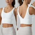 thumbnail image 3 of Guiexla Yoga Vest Bra with Fixed Breast Pads Deep V Back Design Sport Vest Solid Color Shockproof Bra Top Running Fitness Camisole, 3 of 7