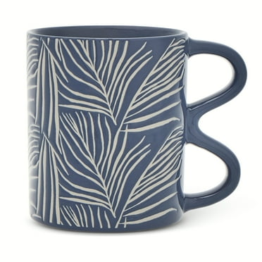 Thyme & Table Navy Leaf Mug 13.5 fl oz, Stoneware