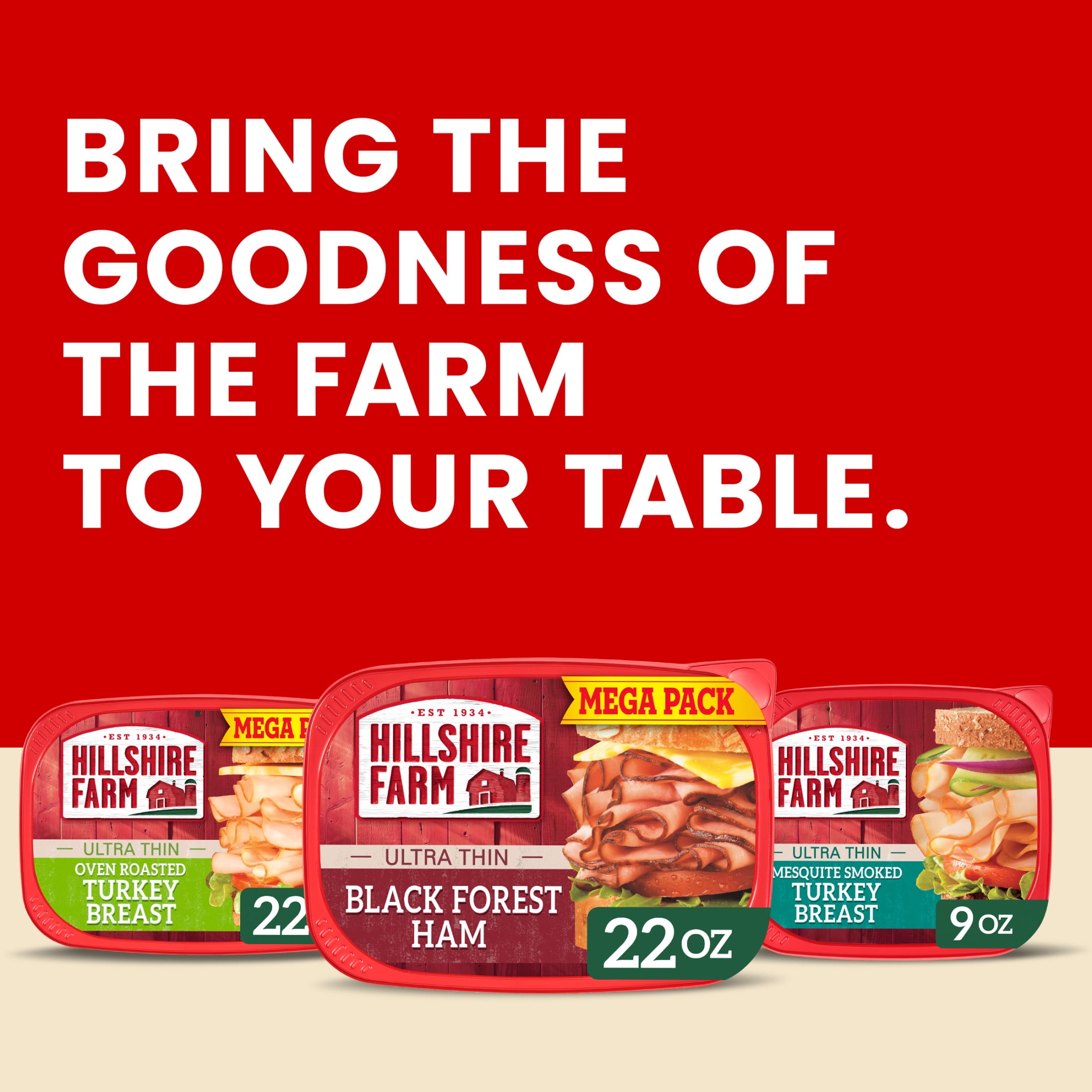Hillshire Farm Ultra Thin Sliced Refrigerated Lunch & Deli Meats, 22 oz Black Forest Ham, Plastic Resealable Tub