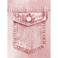 thumbnail image 5 of Women's Pink Denim Button Pocket V-Neck Long Sleeve Blouse, 5 of 6