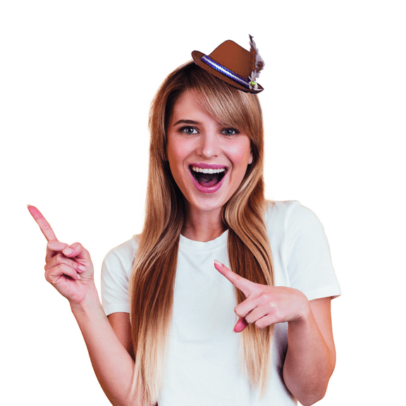 Oktoberfest Haus German Costume Accessory Mini Brown Fedora Felt Hat Headband |6.25 Inches