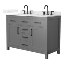Beckett 48" Dark Gray Double Vanity & Giotto Quartz Top (3-Hole) & Black Trim