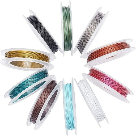 10Roll 0.38mm Mixed Color Steel Tiger Tail Beading Wire 10m/roll