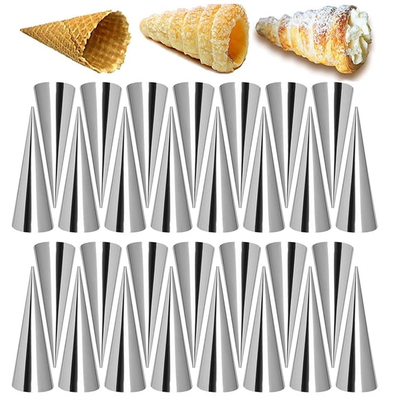 HYG 30pcs Stainless Steel Cream Horn Molds, Non-Stick Pastry Baking Tubes Set for Cannoli, Conical Croissant, Cones, Horns - Perfect for Birthday Anniversary Party Baking and Daily Use