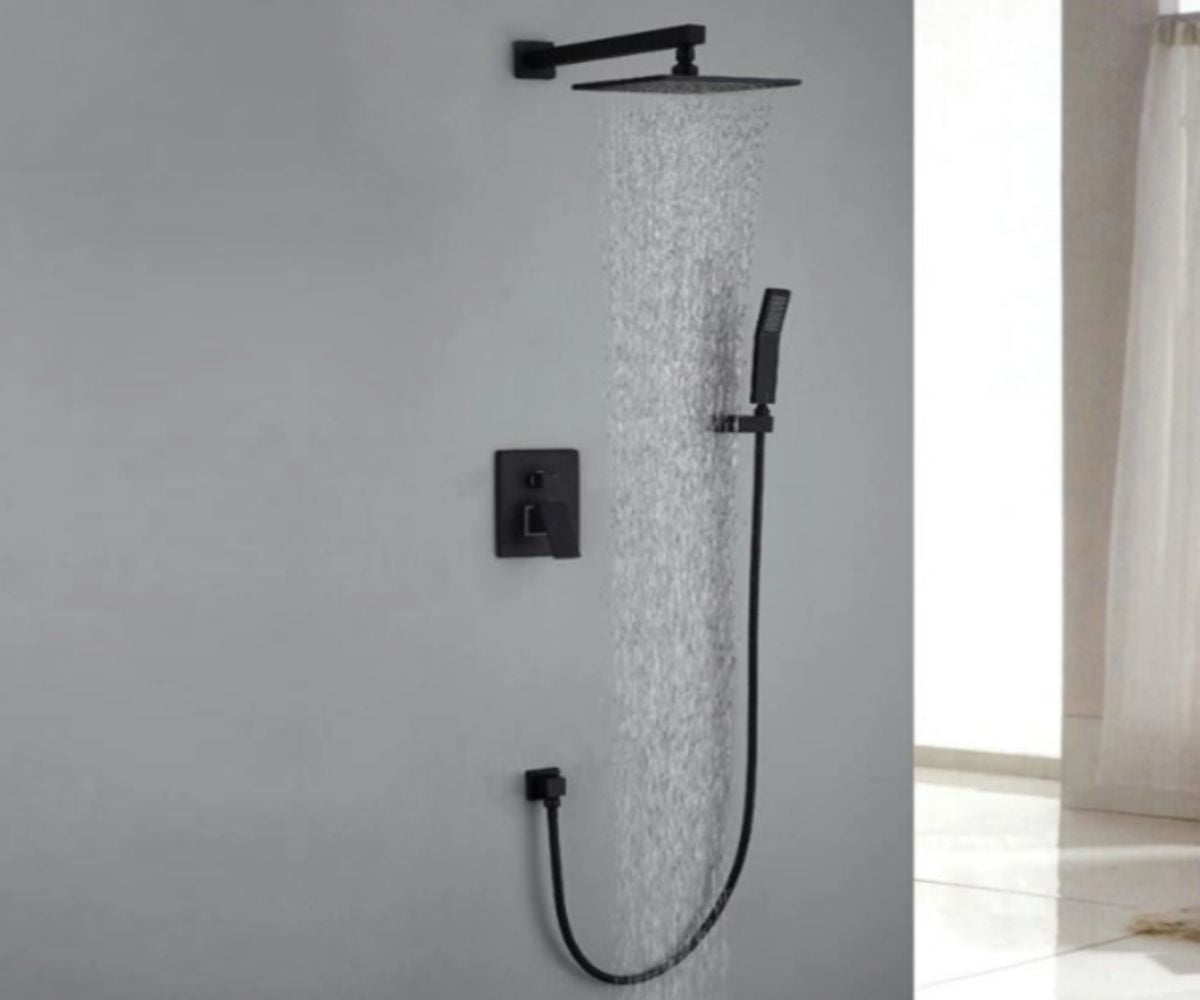 DROP Bath and Kitchen DR091031 Ensemble de douche mural carré en couleur noir