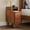 Walnut, variant on Narrow Nightstand with Drawers, Pre-Assembled Solid Wood Small Skinny Night Stand with Open Sliding Shelf, Mid Century Modern Slim Bedside Table for Bedroom, Sofa End Side Table, Walnut