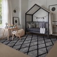 thumbnail image 3 of WIPONKEN 4x6 Checkered Shag Rug for Living Room Bedroom Dining Room Office Farmhouse Contemporary Modern Washable None-slip Geometric Area Rug Soft Indoor Fluffy Rugs, Gray, 3 of 6
