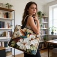 thumbnail image 5 of Floral Bookshelf Vintage Books Book Lover Design Tote Bag, 5 of 5