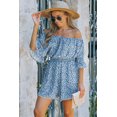 thumbnail image 2 of ABPHQTO Mameluco floral azul con hombros descubiertos y mangas acampanadas para mujer, 2 of 5