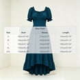 thumbnail image 3 of ClodeEU Women's Square Neck Puff Short Sleeve Waist Gathered Midi Dress,Elegant Casual Wedding Guest Dress Navy,Women's Plus XL, 3 of 9