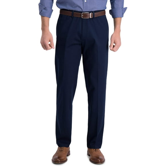 Haggar Mens Iron Free Premium Khaki Straight Fit Flat Front Flex Waist Casual Pant
