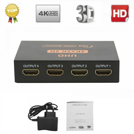 HDMI Splitter 1 in 4 Out HDMI Switch 1 Input 4 Output/1x4 HDMI Video HD Converter Adapter Supports Ultra HD 1080P 4K and 3D Resolution