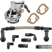Small Block Chevy 80 GPH Mech Pump/Supply Kit,4150 Log,6AN,Chrome