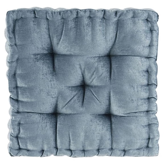 Pemberly Row Modern Square Polyester Chenille Cushion in Aqua Blue