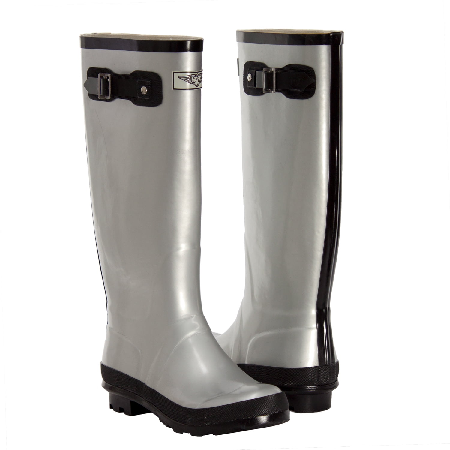 Women Rubber Rain Boots with Cotton Lining, Gunmetal