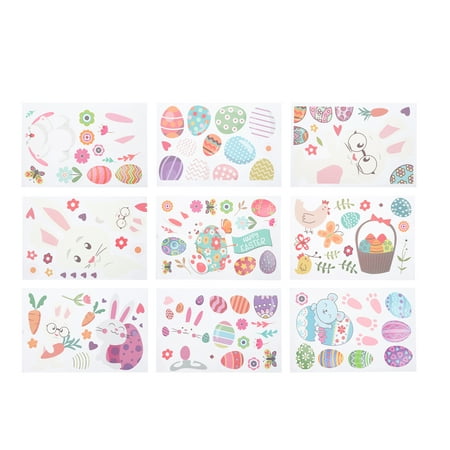 

9PCS Easter Electrostatic Window Decals Lovely Easter Egg Rabbit Glass Sticker Decors