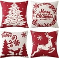 thumbnail image 1 of Haperlare 4 Pcs Christmas Pillow Covers 18"x18" Farmhouse Throw Pillow Covers Cushion Case for Sofa Couch, Red/Xmas Trees, 1 of 1
