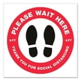 thumbnail image 2 of "Social Distancing Floor Decals, 10.5"" Dia, Please Wait Here, Red/white Face, Black Graphics, 5/pack | Bundle of 5 Packs", 2 of 7
