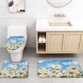 thumbnail image 4 of FMSHPON Floral 4 Piece Bathroom Set Shower Curtain Bath Rug Contour Mat and Toilet Lid Cover, 4 of 8