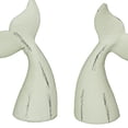 thumbnail image 2 of Zeckos White Cast Iron Whale Tail Bookends Home Decor Set of 2, 2 of 10