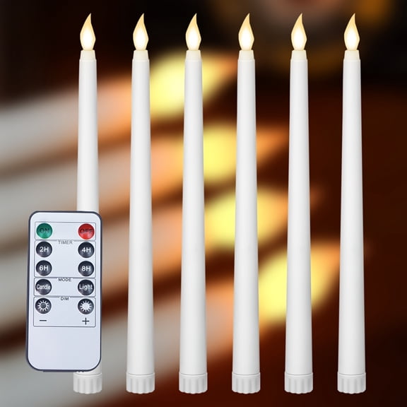 6/12pcs LED Flameless Taper Candles Flickering Electric Long Candle Light Dinner Candle Candlesticks Decor Party Wedding Home
