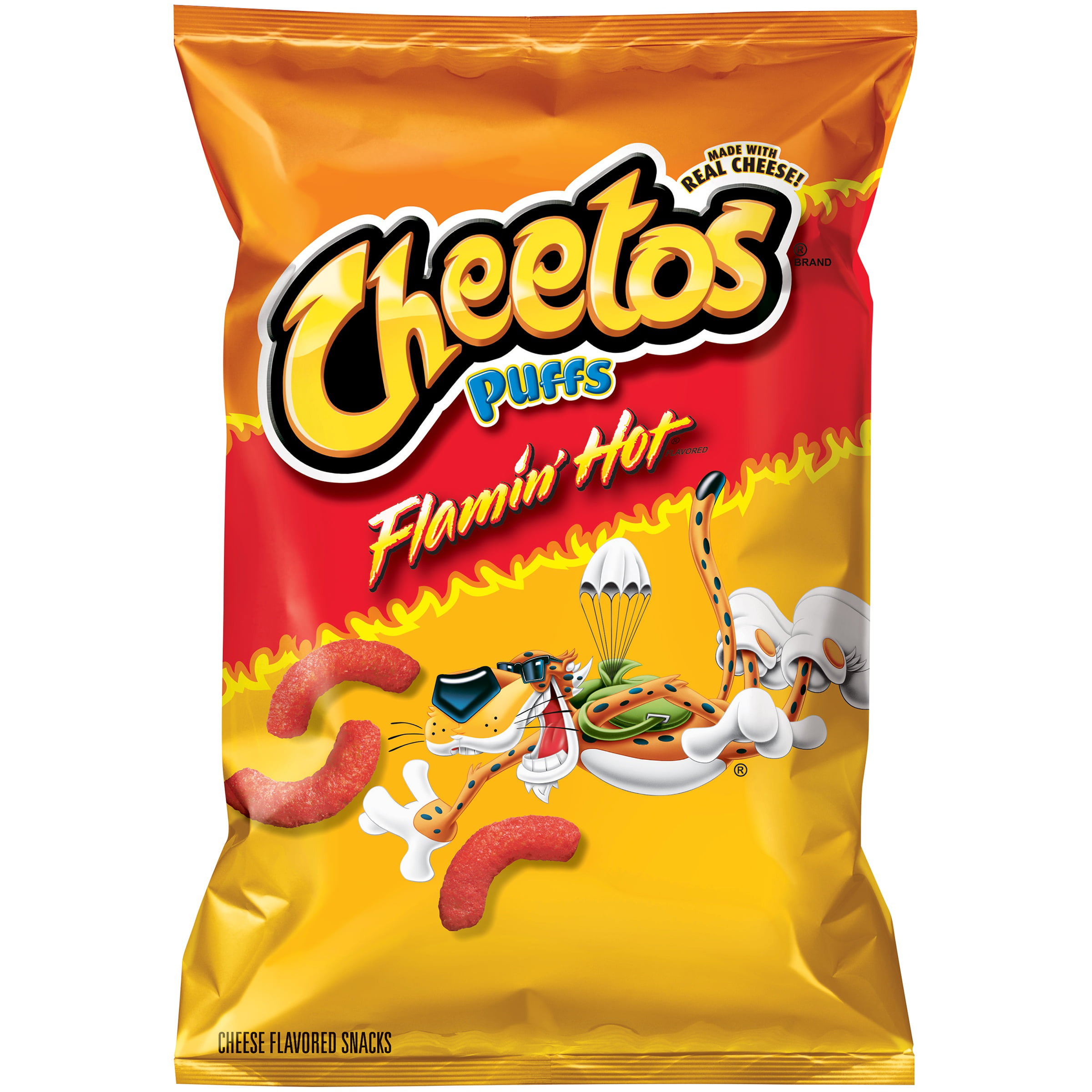 Cheetos Puffs Flamin' Hot Cheese Flavored Snacks 3 oz. Bag - Walmart