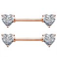thumbnail image 1 of OUFER 14G Surgical Steel Nipple Rings CZ Heart Nipple Barbells Boby Piercing Jewelry-Rose Gold, 1 of 6