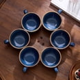 thumbnail image 3 of Juego de 6 tazas de café con diseño vintage, tazas de cerámica para barista profesional, juego de tazas de arte en café con leche y capuchino (azul onda), 3 of 4