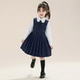 thumbnail image 2 of mgoYE Dress for Teens 12-14 Girls School Uniform Dress Sleeveless Square Neck Pleated Knee Length Preppy Jumper A- Line Dresses for Kids(Navy,8-10 Years), 2 of 9