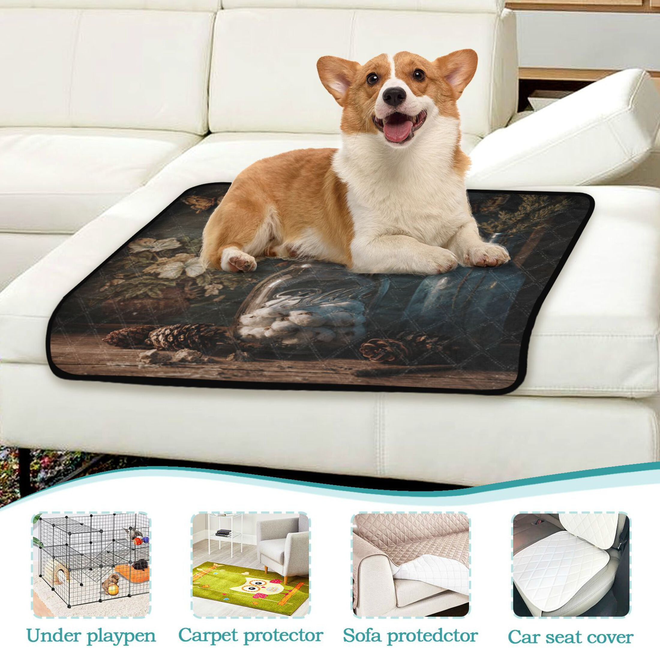 Qxltty Home Sweet Cat litter Pads Pet Set of 2 Diaper Mats Center Anti-leakage Layer Absorbent Soft and Comfortable