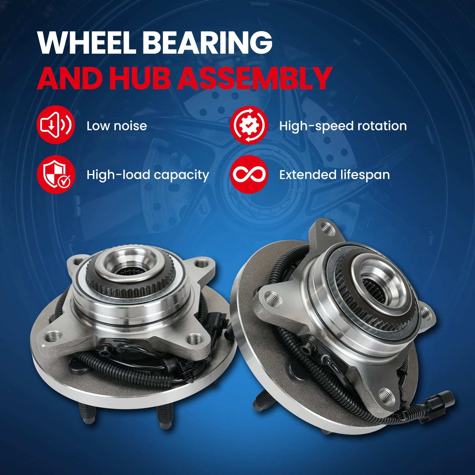 MOCA AUTOPARTS 515142 2x Front Wheel Hub Bearing Assembly Fit for 2010-2014 Ford F-150 6.2L & 2011-2014 Ford Expedition 5.4L & 2011-2014 Lincoln Navigator 5.4L 4WD